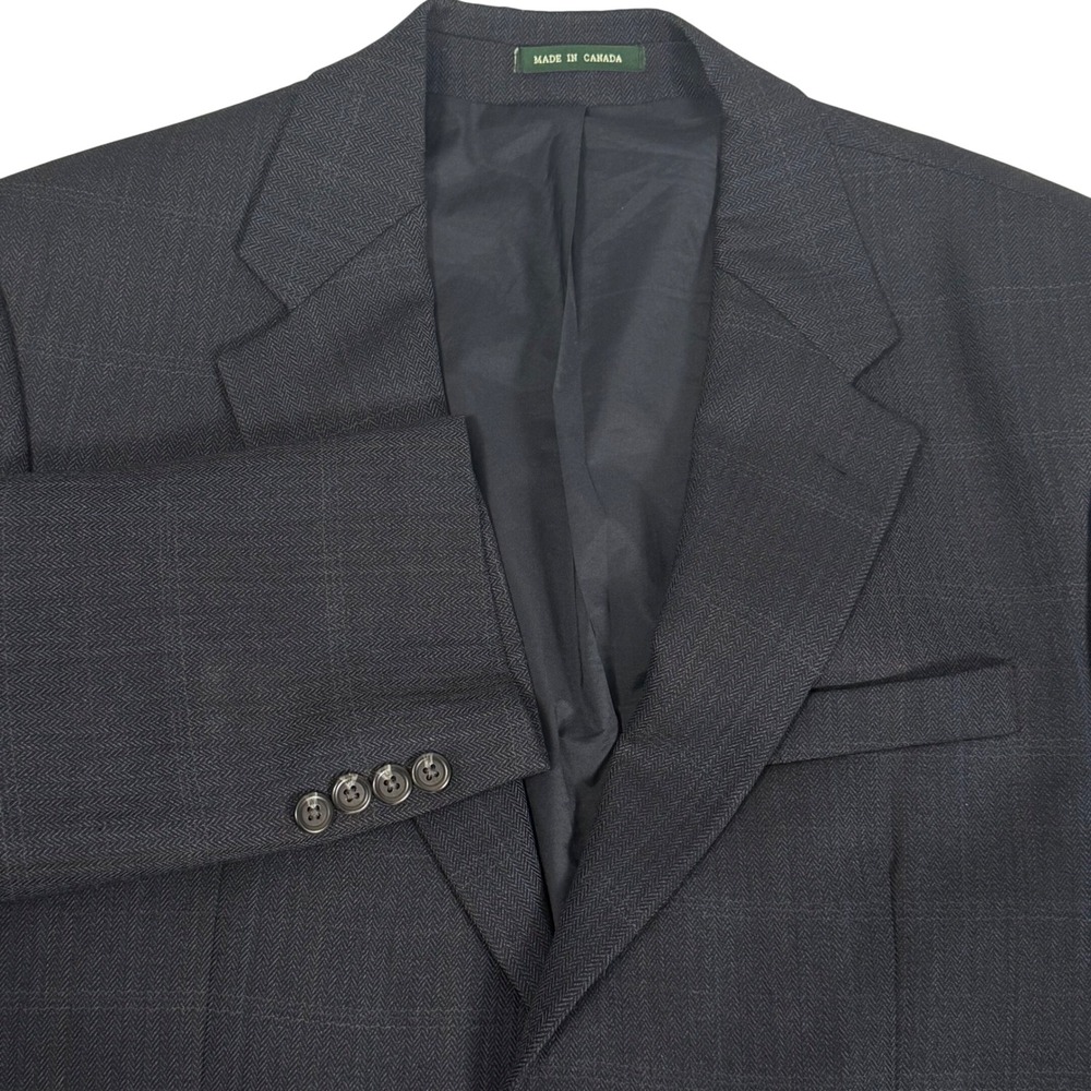 Lauren Ralph Lauren Navy Herringbone Wool Tweed Blazer Jacket Mens 46R VTG 90s90